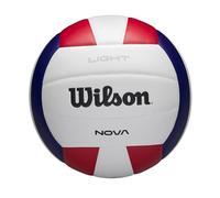 WILSON Nova, Ballon de Volley Léger, Conçu pour La Brillance, Joint D'Étanchéité Fiable, Parfait pour Le Jeu en Salle, Couleur: Blanc/Rouge/Marine, Taille Officielle