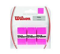 Wilson Overgrip Pro Perforé Pack de 3 – Blanc, Vert, Rose – Tennis/Badminton/Squash