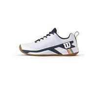 WILSON Rush Pro 4.5 Clay Chaussures de Tennis Homme, Mesh Respirant, Soutien Exceptionnel et Résistance à l'abrasion, Amorti Léger, Couleur: Blanc/Navy Blazer/Gum1a, Taille : 10