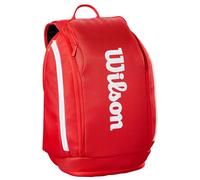 Wilson Sac à dos de tennis Super Tour Red – Rouge/Blanc – Peut contenir jusqu'à 2 raquettes