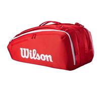 Wilson Super Tour Sac pour Raquettes de Tennis Rouge/Blanc Peut contenir jusqu'à 15 Raquettes