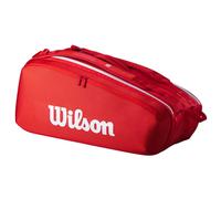 Wilson Sac pour raquettes de tennis Super Tour – Jusqu'à 9 raquettes – Rouge/Blanc