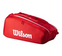 Wilson Sac pour raquettes de tennis Super Tour – Jusqu'à 9 raquettes – Rouge/Blanc