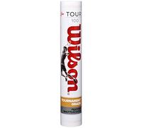 WILSON WRT60220076 Volants de Badminton, Tour 100 Shuttlecocks, Tube de 12, Vitesse 76, Plume/Liège Naturel, Blanc Taille Unique