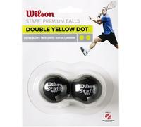 WILSON WRT617600 Balle de Squash, Staff, 2 Pièces, Jaune II Mixte Adulte, Noir, Taille Unique