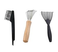 Wilsonzin 3 Pcs Nettoyant Poignée En Bois Pour Peigne,Nettoyage De Peigne à Cheveux,peigne de nettoyage,outil de nettoyage de peigne pour Nettoyer les Brosses,Peignes,Tapis De Bain
