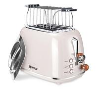 Wiltal Grille-pain rétro 2 tranches 6 niveaux de brunissage réglables en acier inoxydable avec grille réchauffe-viennoiseries de haute qualité, préchauffage, affichage du compte à rebours (vert)…