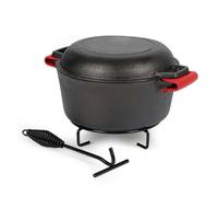 Wiltec 2 en 1 Four hollandais 32 x 26 x 16 cm Cocotte en fonte, cocotte avec couvercle, cocotte avec support, support de couvercle e