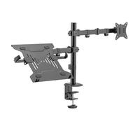 WilTec 2en1 Support Écran et Support ècran Ordinateur Portable Bras Articulé pour Laptop Porte-ordi VESA 75x75/100x100 PC Informatique Pied Socle d'écran