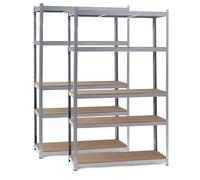WilTec 2X Étagère Charge Lourde 120x50x200 cm, 175 kg/Niveau, 5 Niveaux