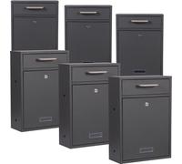Wiltec 2x3 Boîte aux lettres murale verrouillable V52 anthracite pour courrier, 285 x 120 x 400 mm, Revêtement par poudre, avec fente, plaque porte-nom