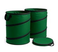 Wiltec 3x Sac à feuilles rond 100 l vert pop-up pliable 600D-Oxford-polyester collecte des déchets sac à gazon robuste déchets de jardin