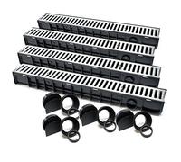 Wiltec 4x Caniveau – 1000 x 140 x 115 mm – Capacité de charge 1,5 t – avec Grille de recouvrement galvanisée – Drainage Eaux usées Rigole Évacuation Garage