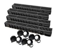 Wiltec 4x Caniveau - 1000 x 140 x 115 mm - Capacité de charge 12,5 t - avec Grille de recouvrement en fonte - Drainage Eaux usées Ri