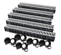 Wiltec 5x Caniveau - 1000 x 140 x 115 mm - Capacité de charge 1,5 t - avec Grille de recouvrement galvanisée - Drainage Eaux usées R