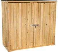 Wiltec Abri de jardin – 1360 x 580 x 1270 mm – en bois verni – avec Toit revêtu par PVC et 2 portes – Cabane Remise pour rangement outils pour Jardin, Terrasse & Balcon