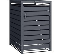 Wiltec Abri de poubelle – 730 x 980 x 1160 mm – pour une poubelle de 60 à 240 L – Couleur anthracite – en Acier – avec Couvercle à carnière – Range Coffre poubelle verrouillable