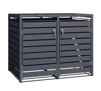 Wiltec Abri de Poubelle Double - 1420 x 980 x 1160 mm - pour Deux poubelles de 60 à 240 L - Couleur Anthracite - en Acier - avec Couvercle à carnière - Range Coffre Poubelle verrouillable