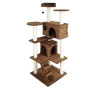 Wiltec Arbre à Chat - 130 cm de Haut - Design ludique avec Balles de Jeu - Meuble grattage Escalade félin Peluche - Couleur Marron - avec Maisonnettes, sisal et Plate-Forme