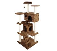 Wiltec Arbre à Chat - 130 cm de Haut - Design ludique avec Balles de Jeu - Meuble grattage Escalade félin Peluche - Couleur Marron - avec Maisonnettes, sisal et Plate-Forme