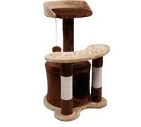 Wiltec Arbre à Chat - 67 cm de Haut - Design ludique Balle de Jeu - Meuble grattage félin Peluche - Couleur Marron-Beige - Grattoir griffoir avec Maisonnette, sisal, Niche et Plate-Forme