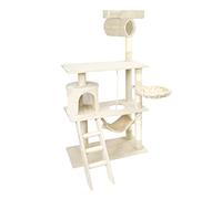 WilTec Arbre à Chat Beige Sisal 141cm Arbre d’Escalade Arbre de grattage Jeux Ludique Animal Domestique