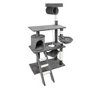 WilTec Arbre à Chat Gris Sisal 141cm Arbre d’Escalade Arbre de grattage Jeux Ludique Animal Domestique