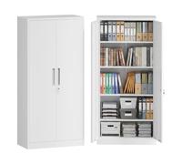 WilTec Armoire à dossiers en Acier 78 x 39 x 170 cm, Blanche, Armoire métallique verrouillable avec 4 étagères, Armoire de Bureau d'une capacité de Charge de 50 kg par étagère