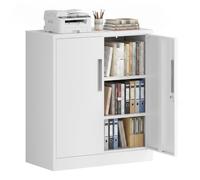 WilTec Armoire à dossiers en Acier 80 x 40 x 92 cm, Blanche, Armoire métallique verrouillable avec 2 étagères, Armoire de Bureau avec Une capacité de Charge de 50 kg par étagère