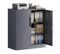 WilTec Armoire à dossiers en Acier 80 x 40 x 92 cm, Couleur Anthracite, Armoire métallique verrouillable avec 2 étagères, Armoire de Bureau d'une capacité de Charge de 50 kg par étagère