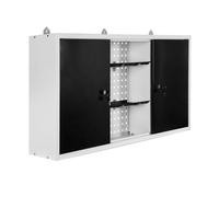 Wiltec Armoire d’atelier 600 x 1200 x 190 mm, Armoire à outils murale Grise, Étagère de rangement, Verrouillable, Paroi perforée