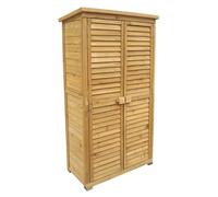 Wiltec Armoire de jardin avec Portes en lamelles - 870 x 465 x 1600 mm - en Bois d'épicéa avec toit bitumé - Jardinage Rangement Out