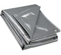 Wiltec Bâche de camion 2 x 3m Grise 650 g/m² Polyester Revêtement PVC Œillets inox 100cm Haute protection Vol UV Intempéries Moisi Étanche Solide Haute Résistante Couverture Sécurité routière