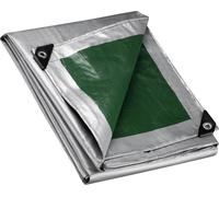 Wiltec Bâche de camion 5 x 8m 120g/m² vert/gris PE Œillets alu 100cm Haute protection Vol UV Intempéries Moisi Étanche Solide Haute Résistante Couverture Sécurité routière