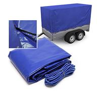 Wiltec Bâche de Protection extérieure Bleue 2090x1140x880 mm pour Remorque Fermeture à glissière Courroie en Caoutchouc Housse Hydrofuge Résistance Intempéries Anti-vol