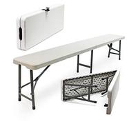 WilTec Banc de Camping Pliant, 1800 x 300 x 430 mm, 3 Places, en Acier et PE-HD, Banc léger pour Jardin extérieur Fête BBQ Barbecue Pique-Nique