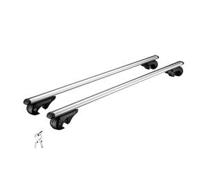 Wiltec Barres tranversales pour galerie de Toit - Capacité 90 kg, Longueur 120 cm - en Aluminium et Plastique, couvertes par poudrage - avec Clé et Serrure