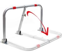 Wiltec Barrière de parking rabattable – 805 x 255 x 445 mm – en Acier – avec Cadenas, 3 Clés et Bandes réfléchissantes – Bloc Arceau Étrier de Stationnement