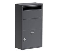 Wiltec Boîte à colis anthracite 410 x 220 x 750 mm, boîte à colis pour la maison, réception privée de colis et petits colis, boîte a