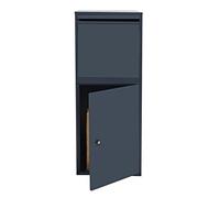 Wiltec Boîte à colis murale verrouillable grise 410 x 380 x 1020 mm, Boîte aux lettres fixage au mur, pour colis max. 330 x 300 x 280 mm, Usage domestique courrier