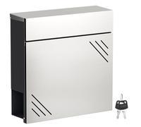Wiltec Boîte aux Lettres Acier Inoxydable V63 en Acier 37 x 11 x 37 cm, boîte Postale Murale avec Compartiment à journaux et clés