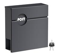 Wiltec Boîte aux Lettres Anthracite V62 en Acier 37 x 11 x 37 cm, boîte Postale Murale avec Compartiment à journaux et clés