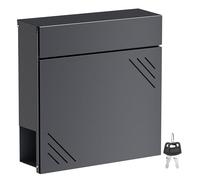 Wiltec Boîte aux Lettres Anthracite V63 en Acier 37 x 11 x 37 cm, boîte Postale Murale avec Compartiment à journaux et clés