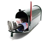 Wiltec Boîte aux Lettres Design Style américain, 150 x 513 x 223 mm, Couleur Verte, Acier galvanisé, Boîte Postale US Mailbox avec Fanion Rouge