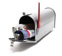 Wiltec Boîte aux Lettres Design Style américain, 180 x 220 x 480 mm, Couleur Gris argenté, Acier galvanisé, Boîte Postale US Mailbox avec Fanion Rouge