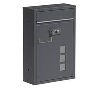 Wiltec Boîte aux lettres murale Anthracite pour courrier 215 x 90 x 320 mm Revêtement par poudre avec Serrure à combinaison fent