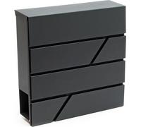 Wiltec Boîte aux lettres murale ou sur pied design & Porte-journaux V14, Verrouillable, Gris anthracite, Acier galvanisé, 370 x 105 x 370 mm, Fente et clapet