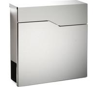 Wiltec Boîte aux Lettres Murale ou sur Pied Design & Porte-journaux V19, Verrouillable, Acier Inoxydable, 370 x 105 x 370 mm, Fente et clapet