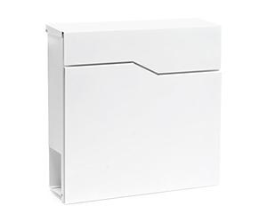 Wiltec Boîte aux Lettres Murale ou sur Pied Design & Porte-journaux V19, Verrouillable, Blanche, Acier galvanisé, 370 x 105 x 370 mm, Fente et clapet