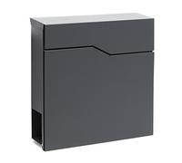 Wiltec Boîte aux Lettres Murale ou sur Pied Design & Porte-journaux V19, Verrouillable, Gris Anthracite, Acier galvanisé, 370 x 105 x 370 mm, Fente et clapet